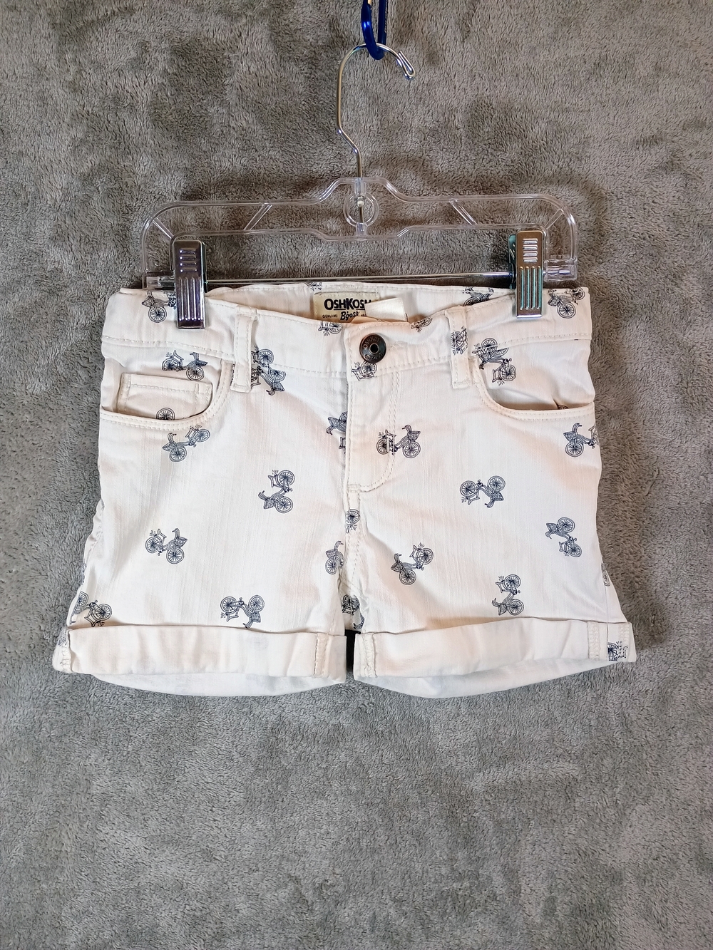 OshKosh B'gosh Girls Shorts with Navy Bike Print Size 6 - Picture 1 of 12